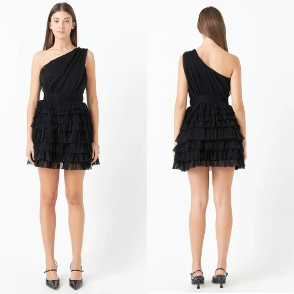 VICI Endless Rose Hello Lover One Shoulder Tiered Tulle Mini Dress Size XL NEW - Picture 1 of 11